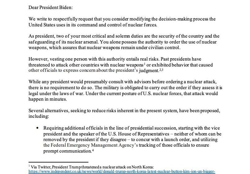  Members of Congress Want the Nuclear Codes